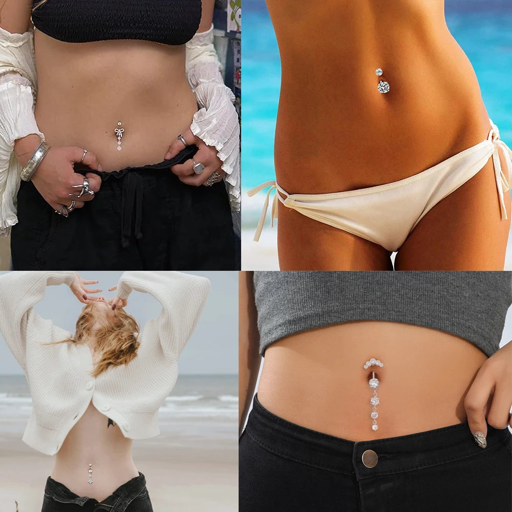 Women's 3-5pcs Belly Button Ring Set