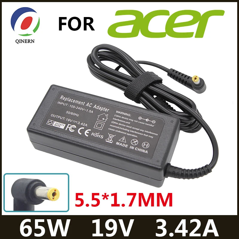 19V 3.42A 65W 5.5*1.7mm AC Laptop Charger For Acer Aspire 5315 5630 5735 5920 5535 5738 6920 6530G 7739Z Power Supply