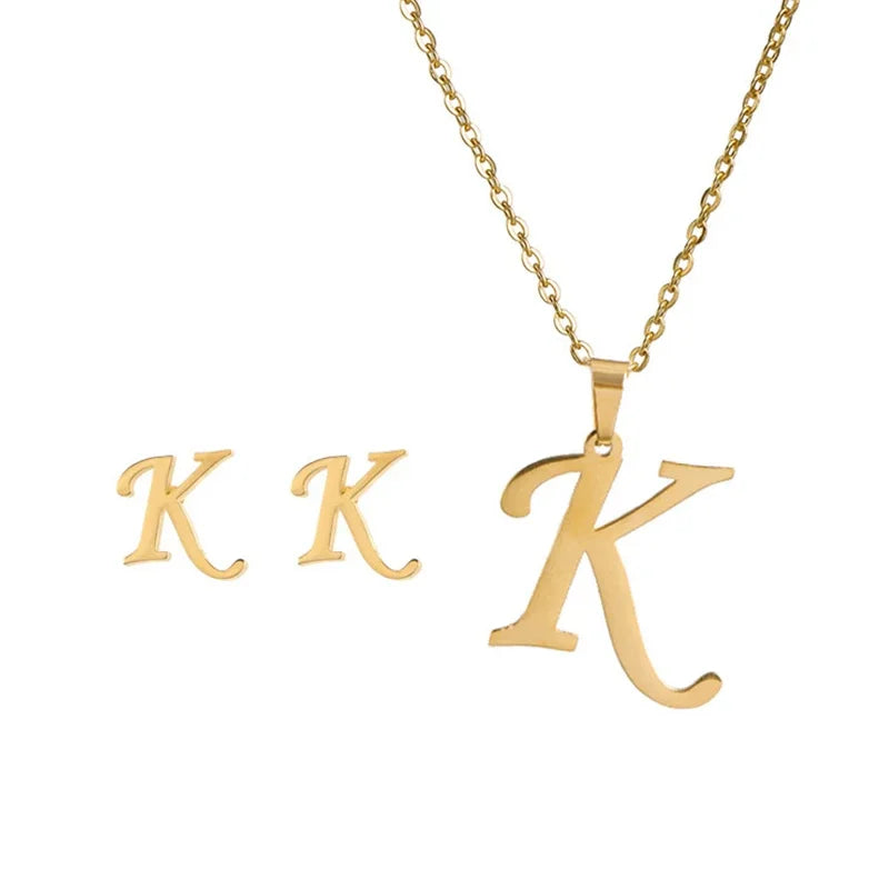 Women's Stainless Steel A-Z Alphabet Initial Necklace