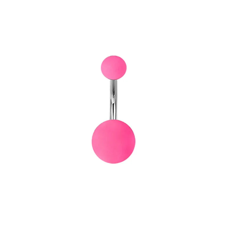 Women's Pink Belly Button Rings Stainless Steel