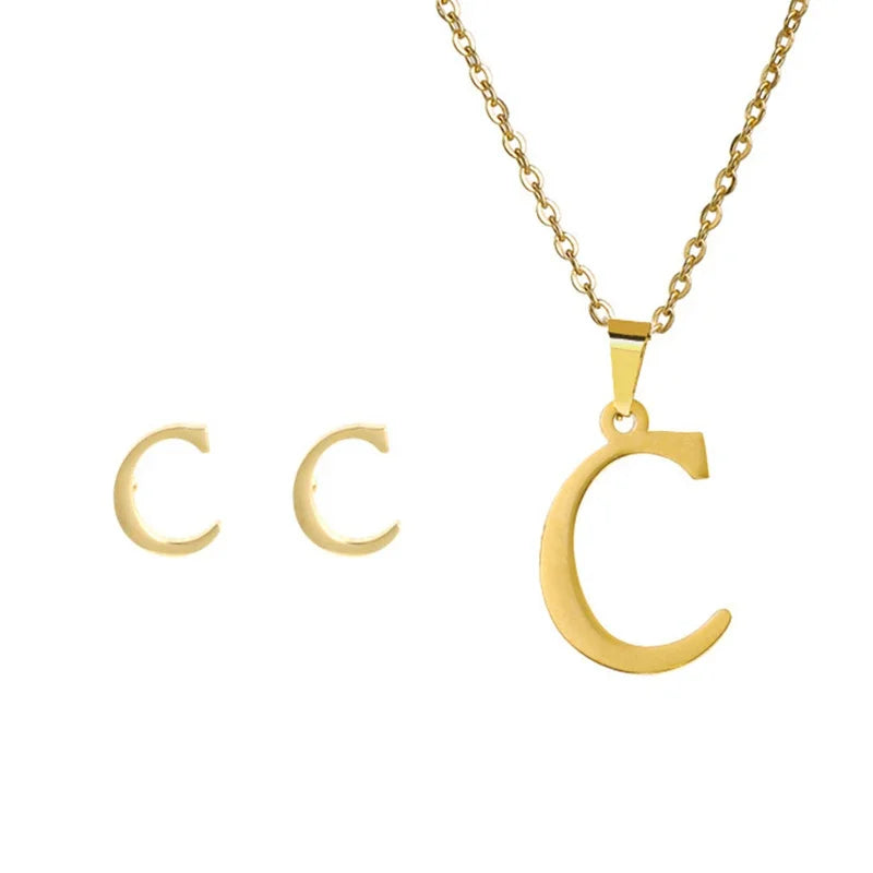 Women's Stainless Steel A-Z Alphabet Initial Necklace