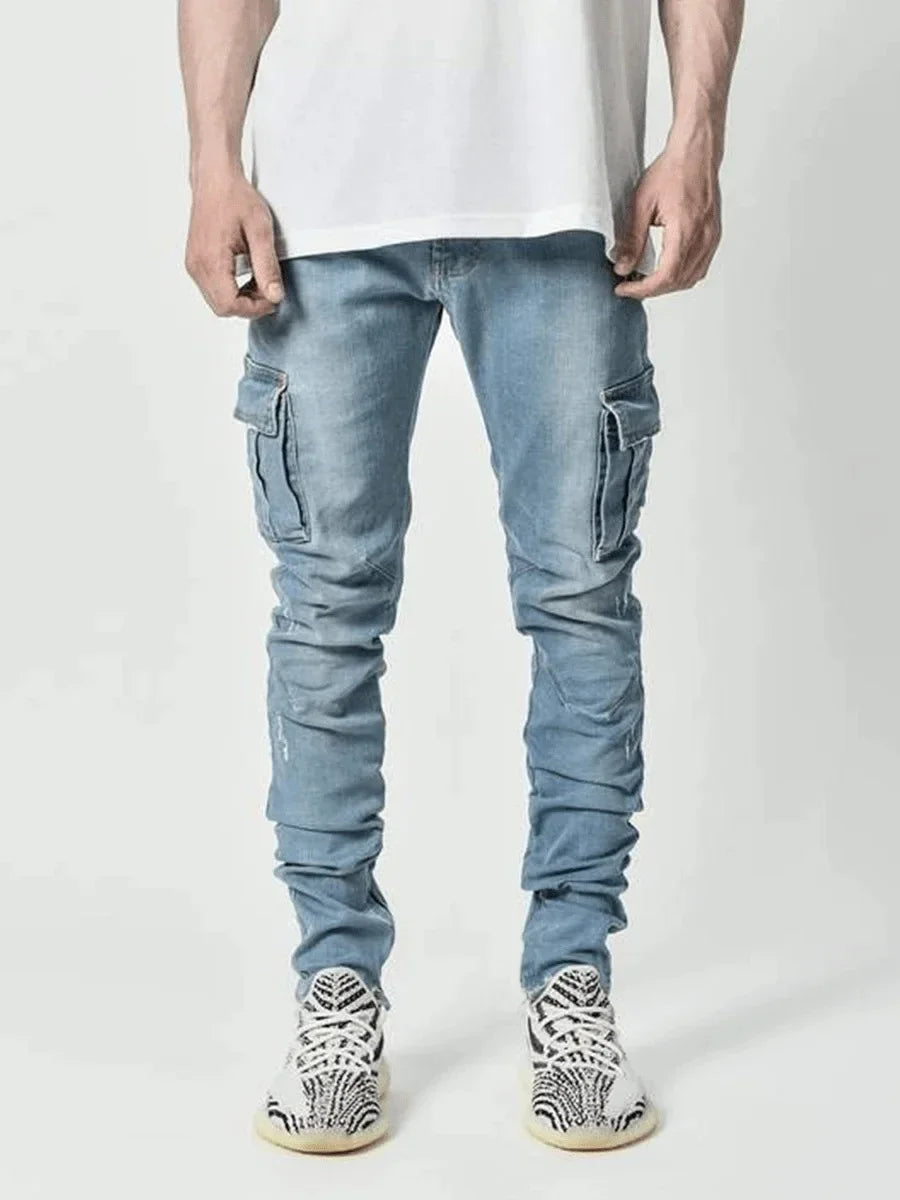 Men's Street Elastic Jeans Denim Cargo Pants