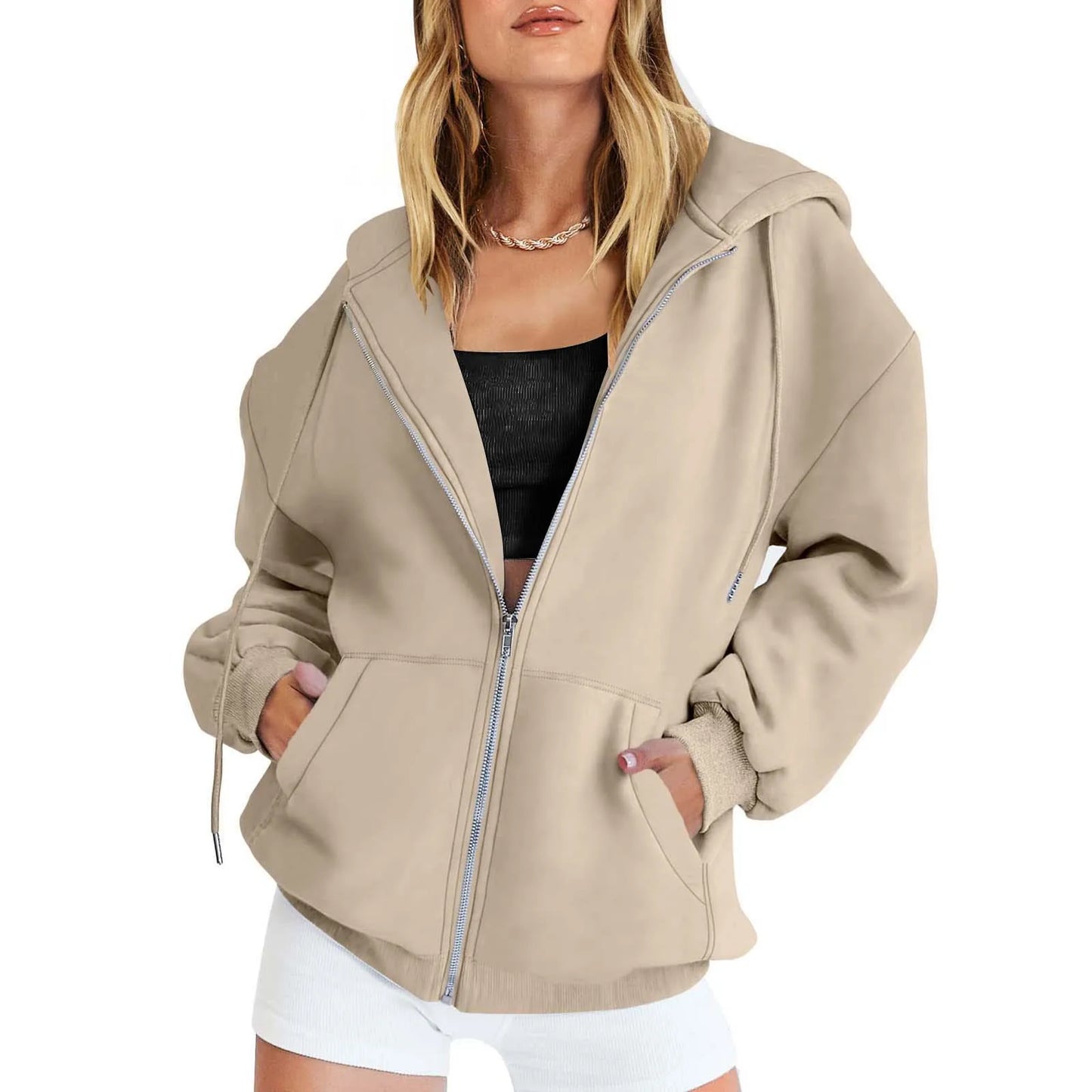 Grey Zip Up Hoodie Women