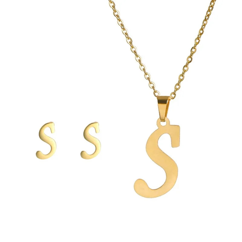 Women's Stainless Steel A-Z Alphabet Initial Necklace