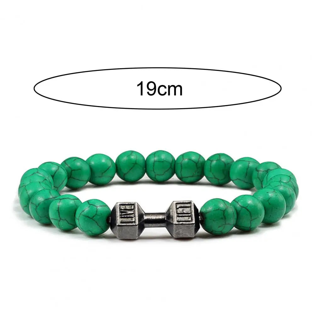 Men's Gym Dumbbells Bracelet Natural Stone