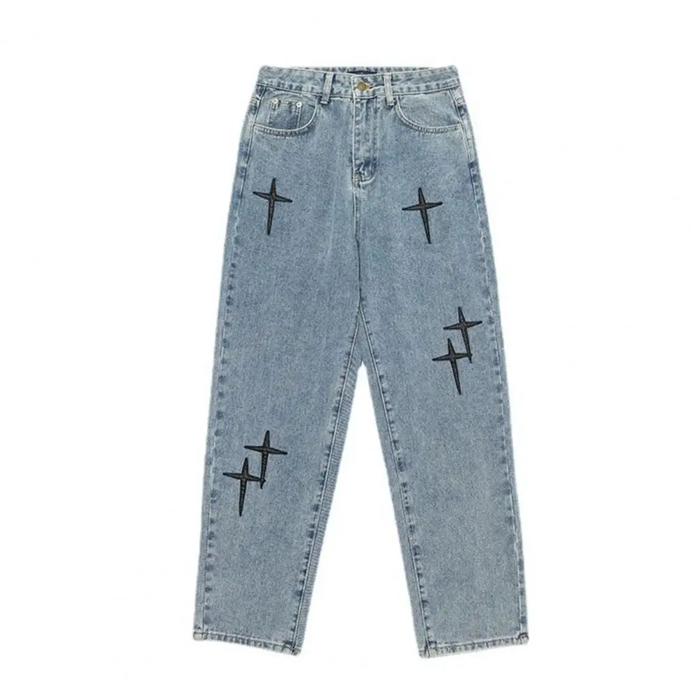 Star Embroidery Jeans Men's