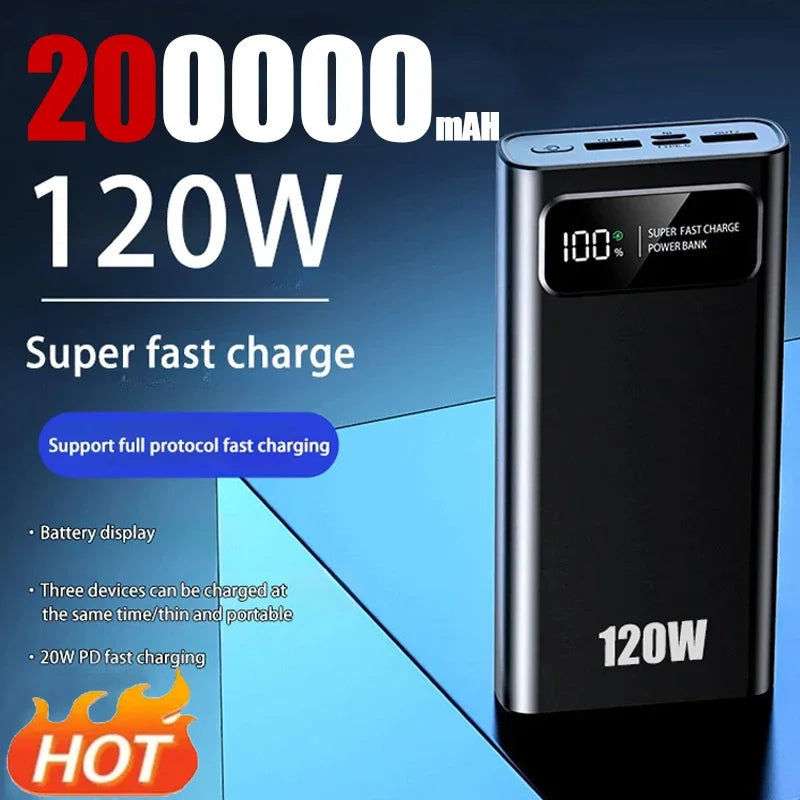 200000mAh Power Bank 120W Super Fast Charging High Capacity