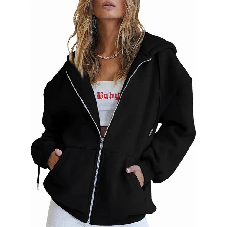 Grey Zip Up Hoodie Women