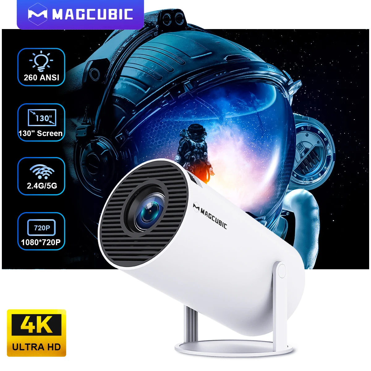 Magcubic Projector HY300 PRO 4K Android 11 Dual  H713 BT5.0 1080P 1280*720P