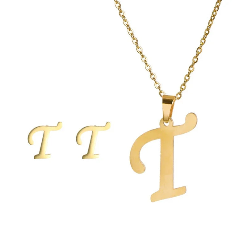 Women's Stainless Steel A-Z Alphabet Initial Necklace