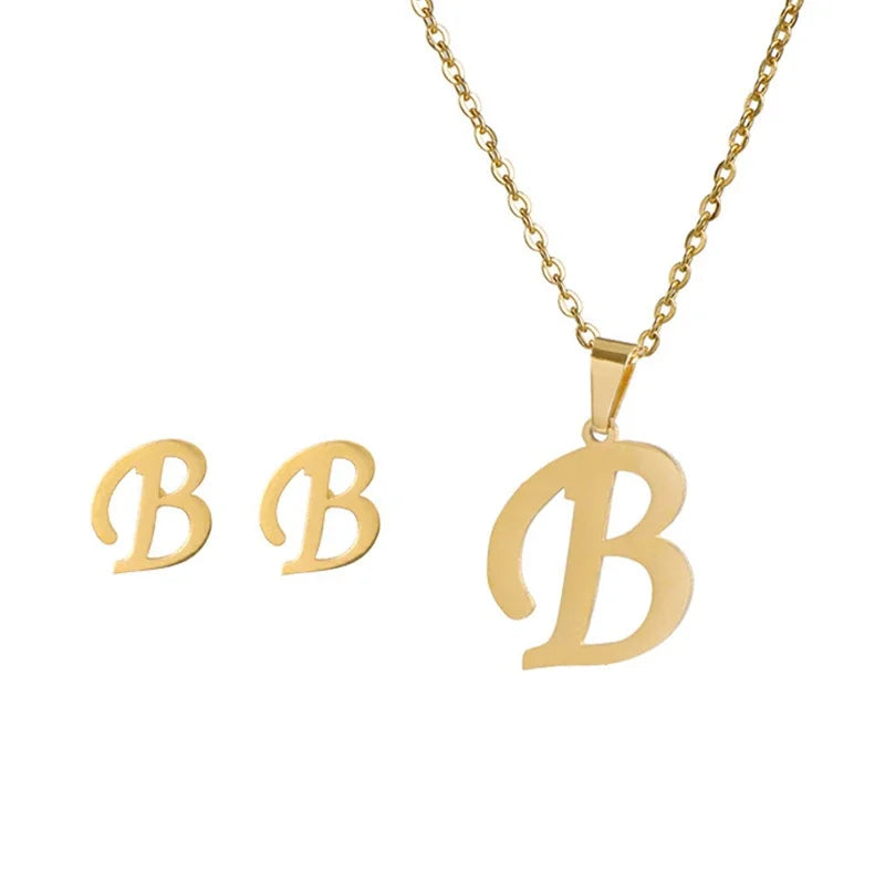 Women's Stainless Steel A-Z Alphabet Initial Necklace