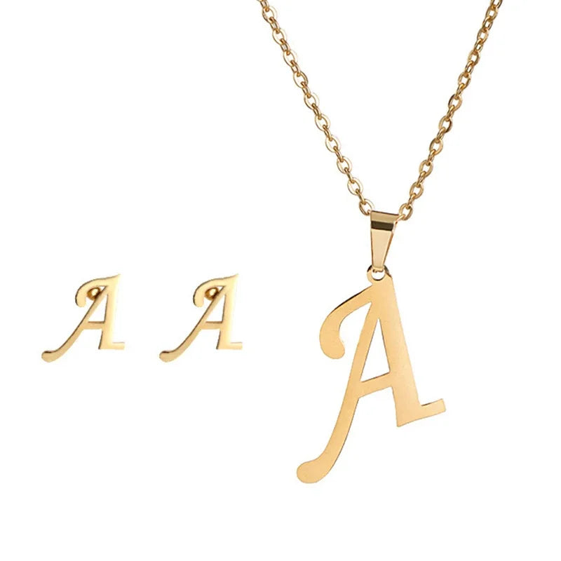 Women's Stainless Steel A-Z Alphabet Initial Necklace