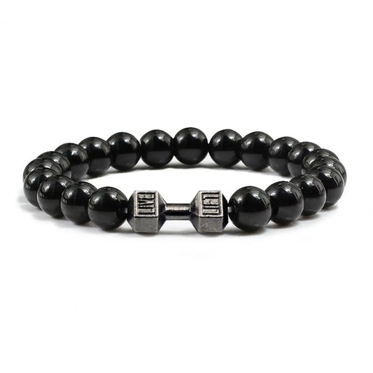 Men's Gym Dumbbells Bracelet Natural Stone