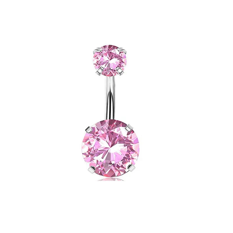 Women's Pink Belly Button Rings Stainless Steel