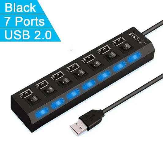 High Speed USB Hub 2.0 Adapter Expander Multi USB Charging Station