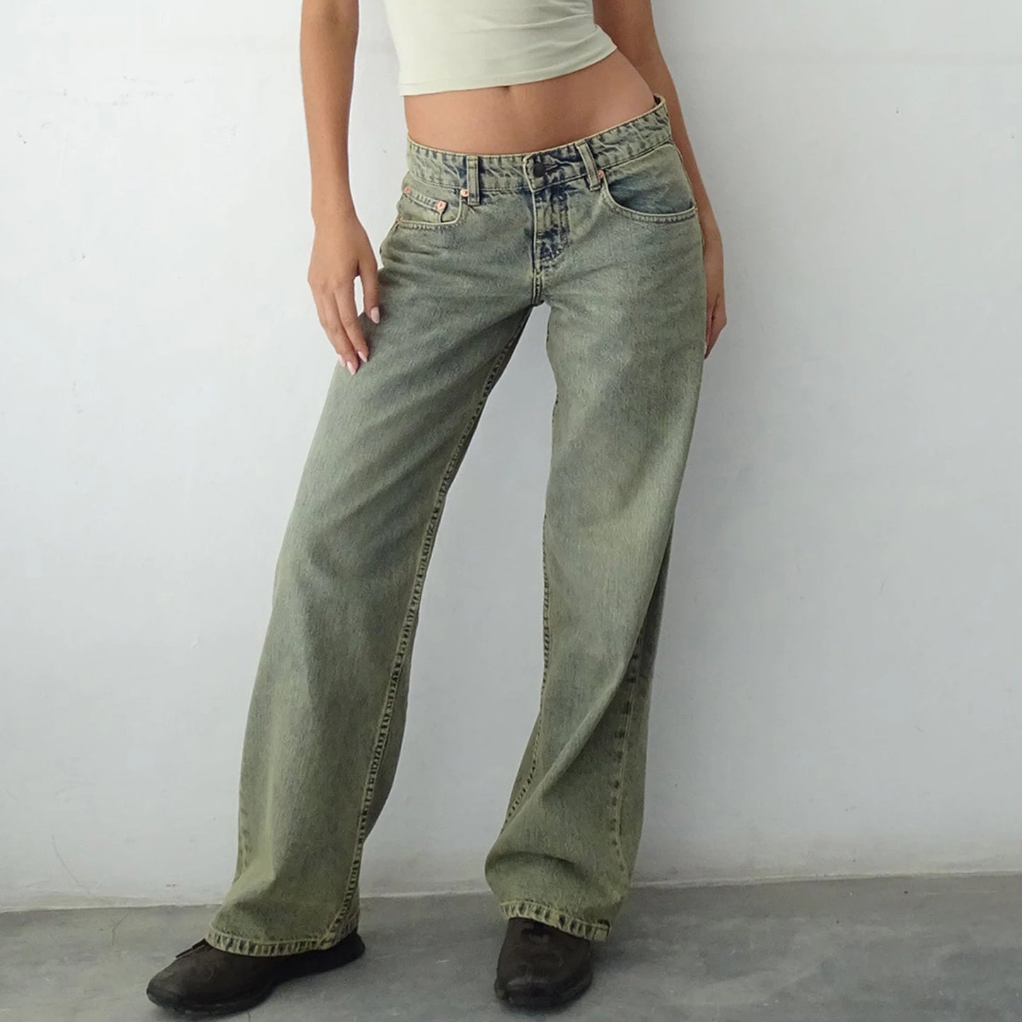 Women's Mid Waist Baggy