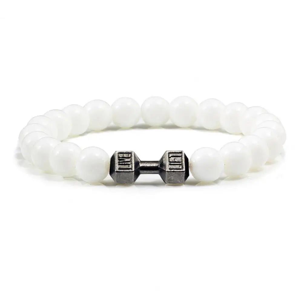 Men's Gym Dumbbells Bracelet Natural Stone