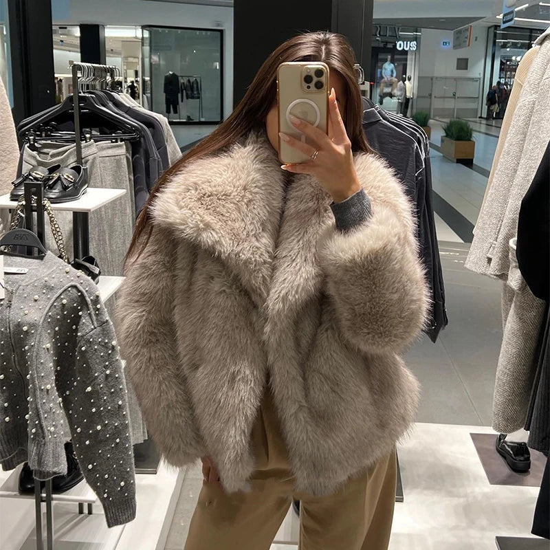 Fluffy Fur Coat Women Luxury