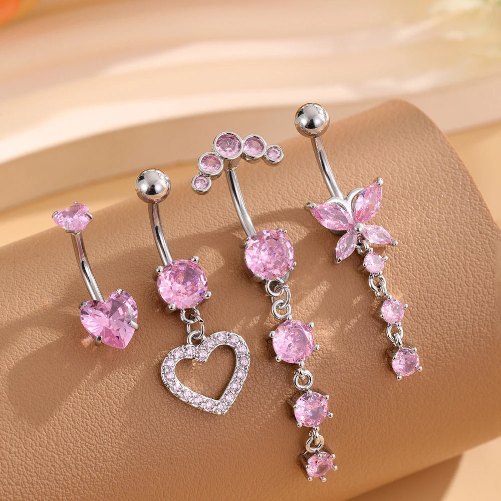 Women's 3-5pcs Belly Button Ring Set