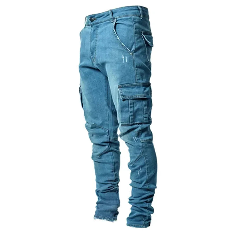 Men's Street Elastic Jeans Denim Cargo Pants