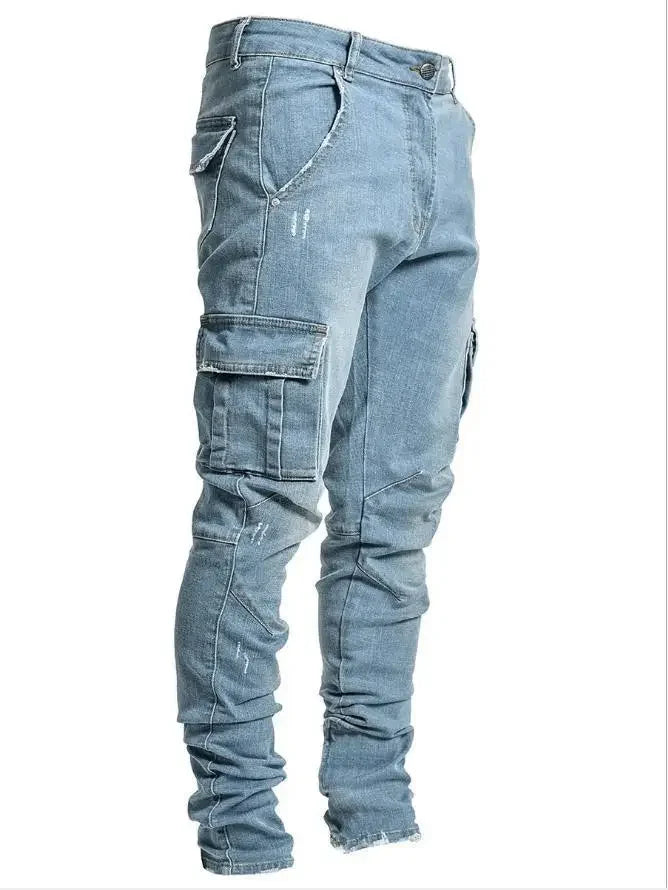 Men's Street Elastic Jeans Denim Cargo Pants