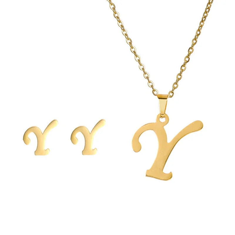 Women's Stainless Steel A-Z Alphabet Initial Necklace