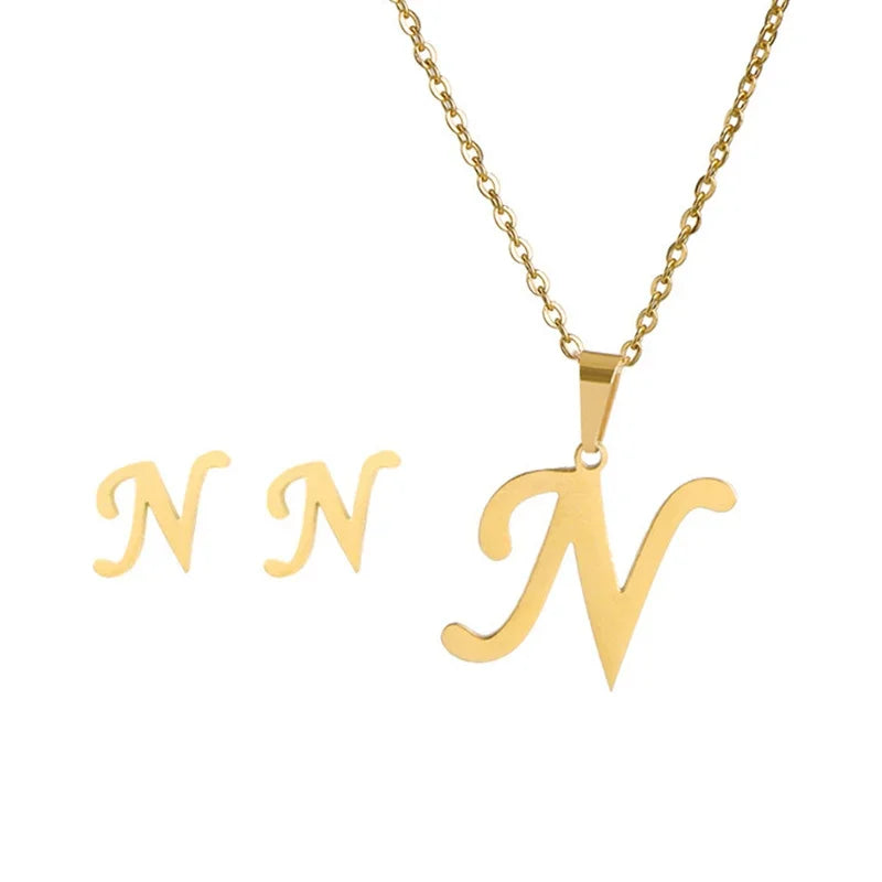 Women's Stainless Steel A-Z Alphabet Initial Necklace