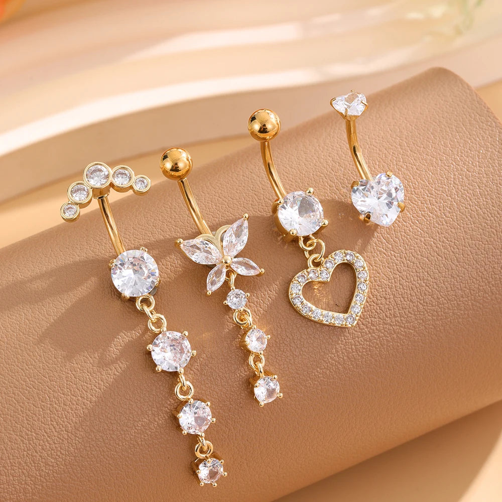 Women's 3-5pcs Belly Button Ring Set