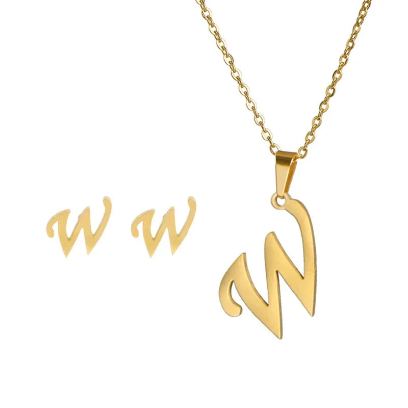 Women's Stainless Steel A-Z Alphabet Initial Necklace