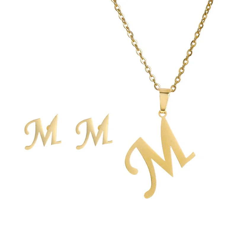 Women's Stainless Steel A-Z Alphabet Initial Necklace