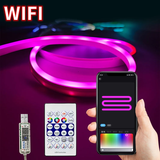 Smart WIFI Neon LED Strip Light USB 5V Works WIth Alexa And Google Assistant