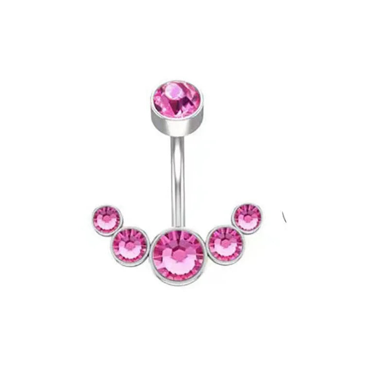 Women's Pink Belly Button Rings Stainless Steel