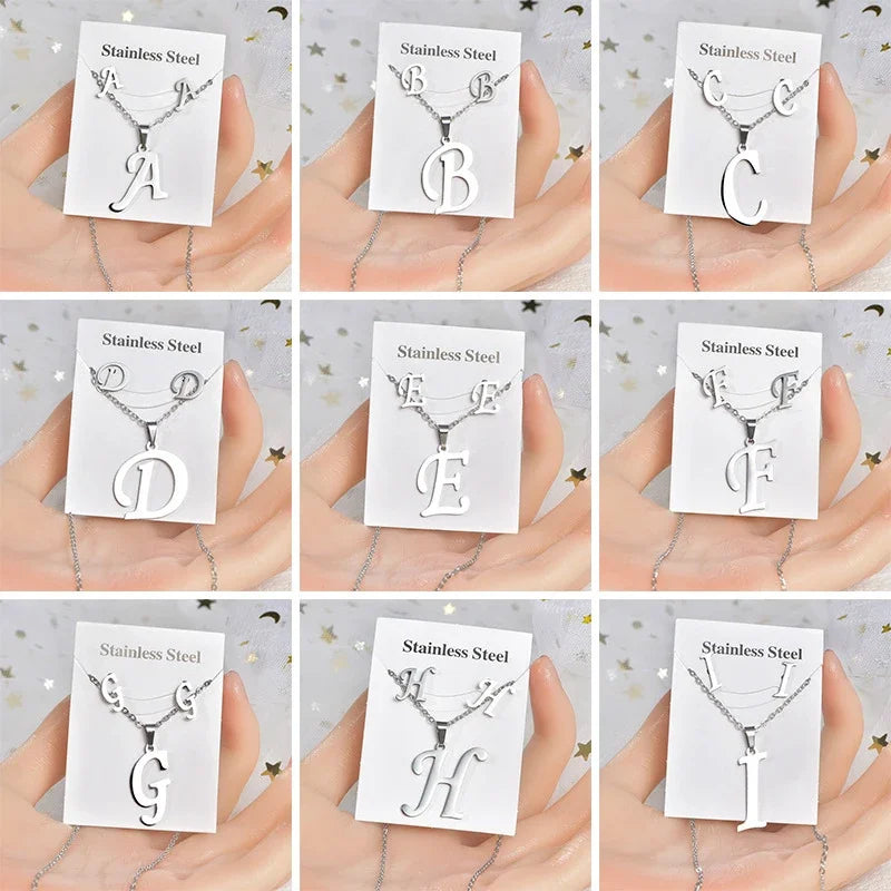 Women's Stainless Steel A-Z Alphabet Initial Necklace