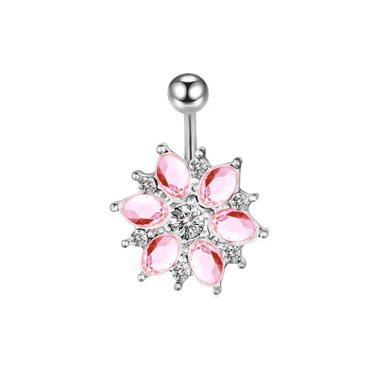 Women's Pink Belly Button Rings Stainless Steel